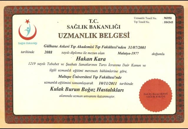 Uzmanlık Belgesi